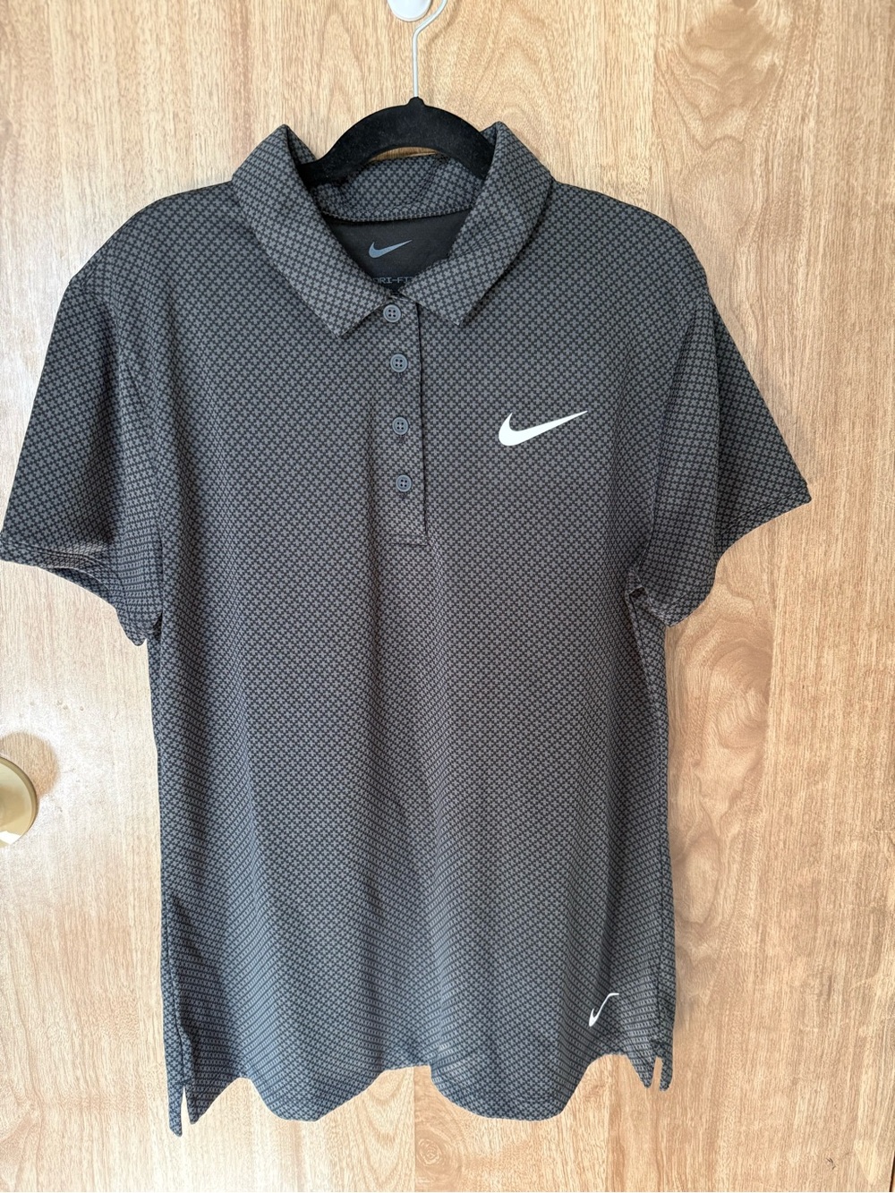 Nike womens Black Patterned Dri-FIT Polo